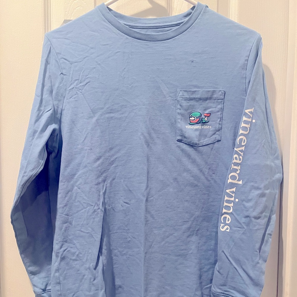 🏂Vineyard Vines boys’ Snowboard Rail Whale Long-Sleeve Pocket Tee